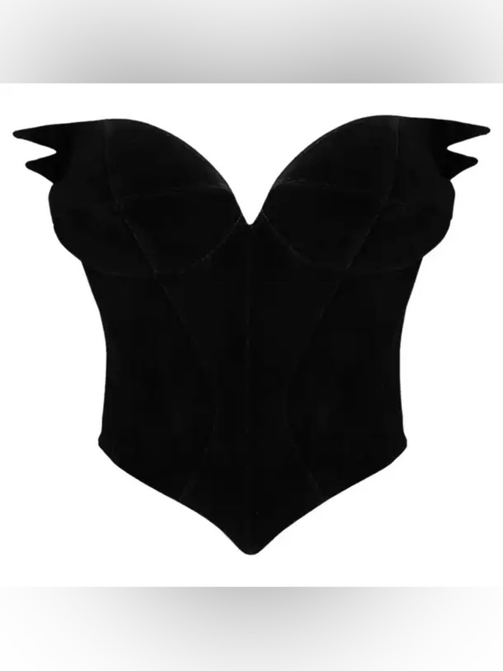 Thierry Mugler Black Strapless Velvet Corset Crop Top